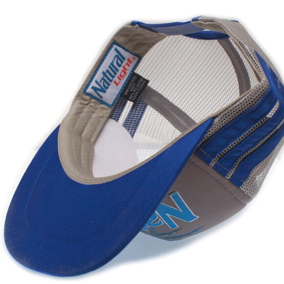 Classic 3 Stripe Natural Light Beer Hat Flat Bill Truckers Cap Adult One-Size - Picture 4 of 4